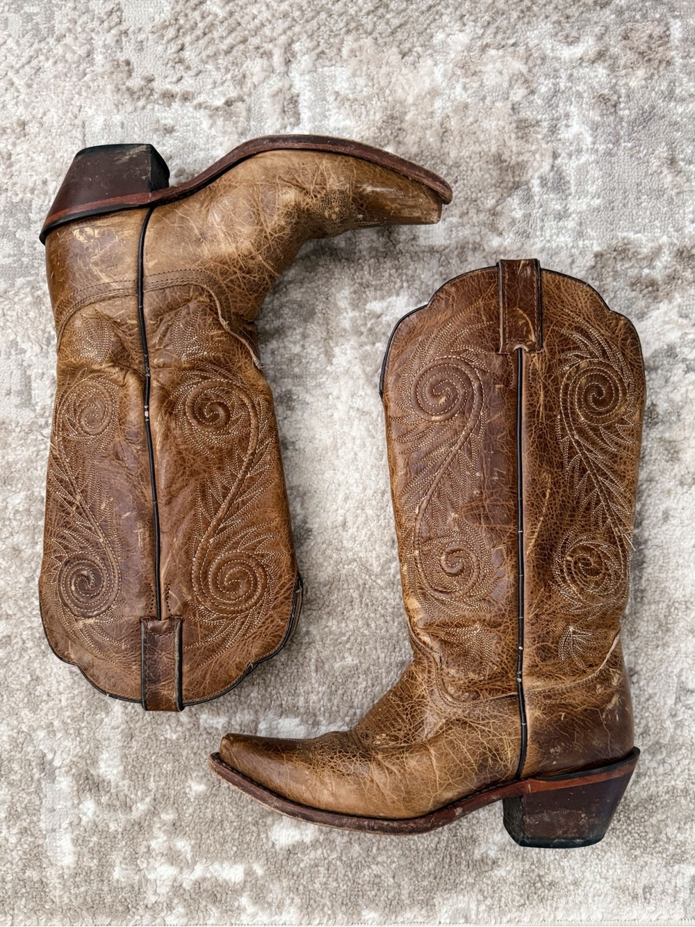 Justin Tan Leather Western Cowboy Boots